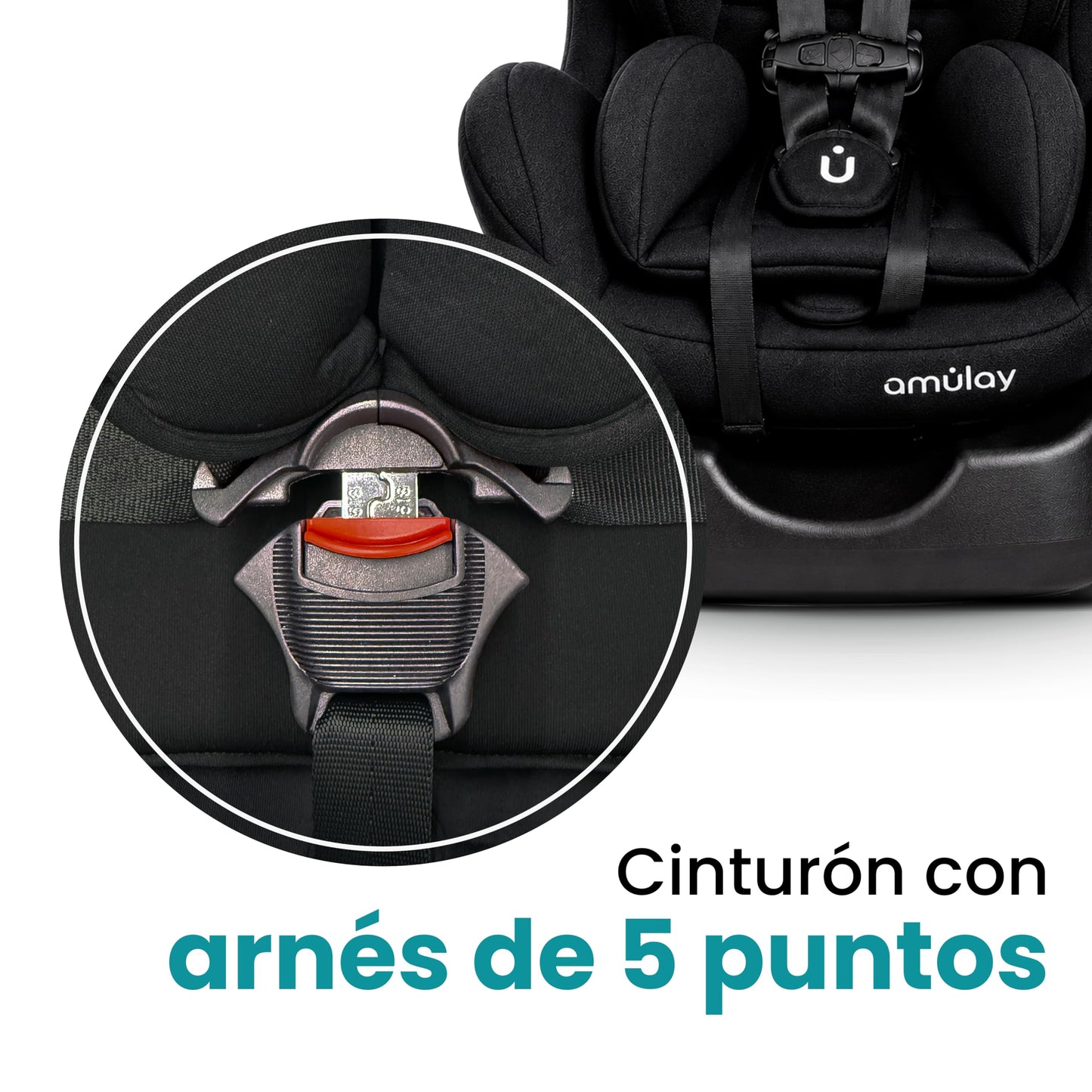 Amulay Autoasiento Nani Convertible 3 en 1, 0 a 25 kg, Negro