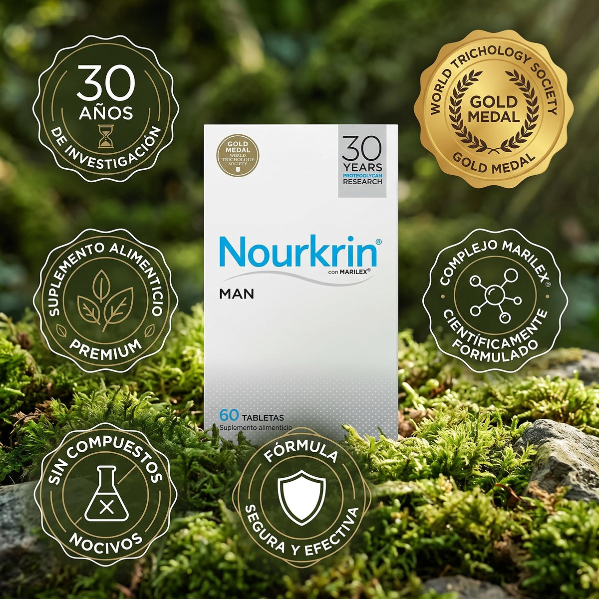 Tratamiento Capilar Pharma Medico Nourkrin Hombre 60 Tabs Paquete Doble