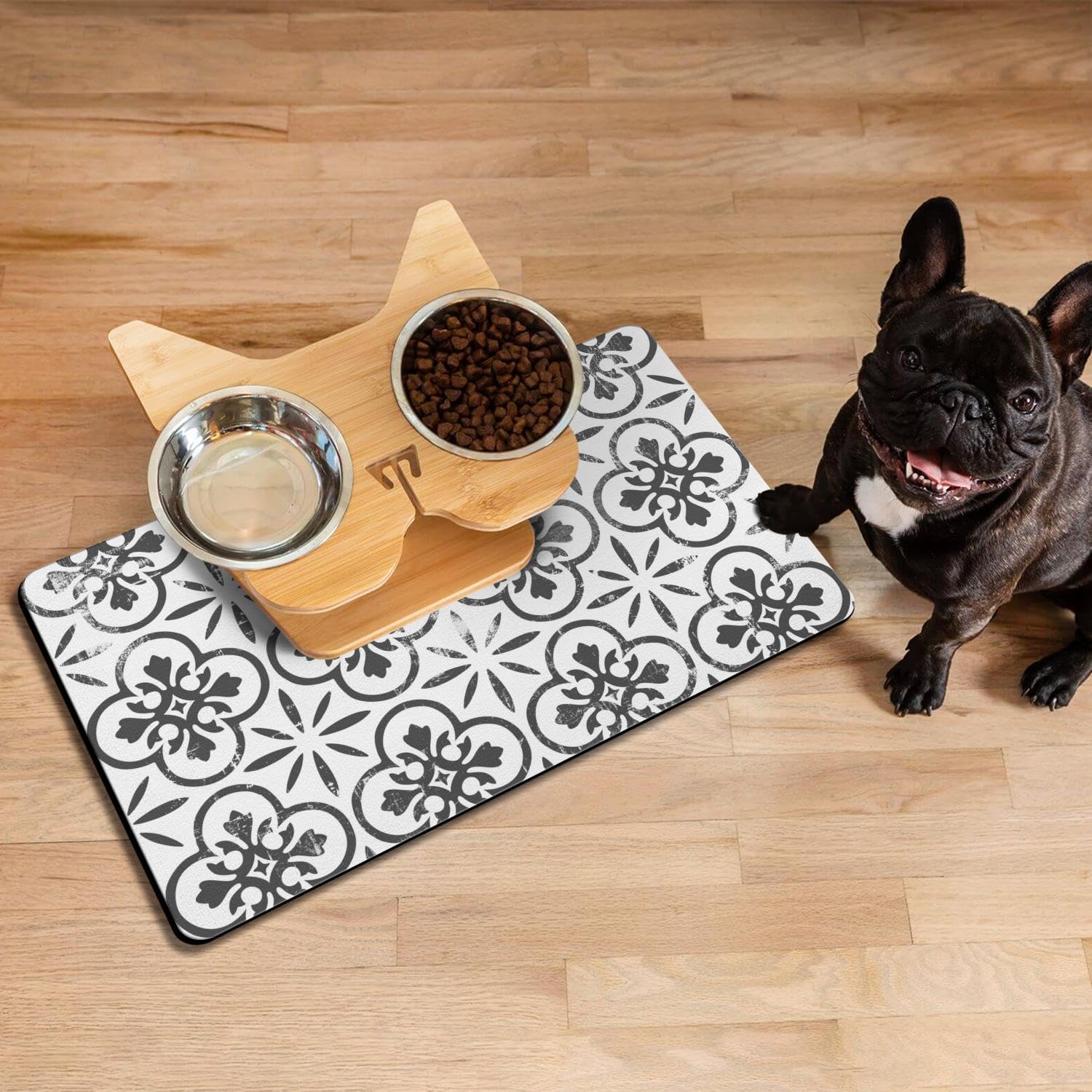 Tapete Absorbente Bohemio para Mascotas y Comida de Secado Rápido