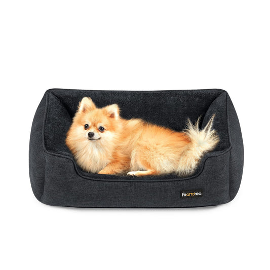 Feandrea Cama para Perros, Sofá para Mascotas, 70 x 55 x 21 cm, Bordes Elevados, M, para Perros Pequeños, Gris Oscuro MPGW010G01