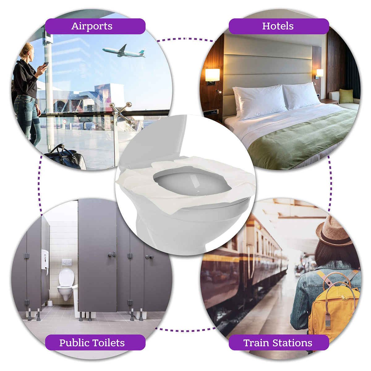 Fundas Desechables para Asientos de Inodoro GoHygiene XL blanco Paquete de Viaje
