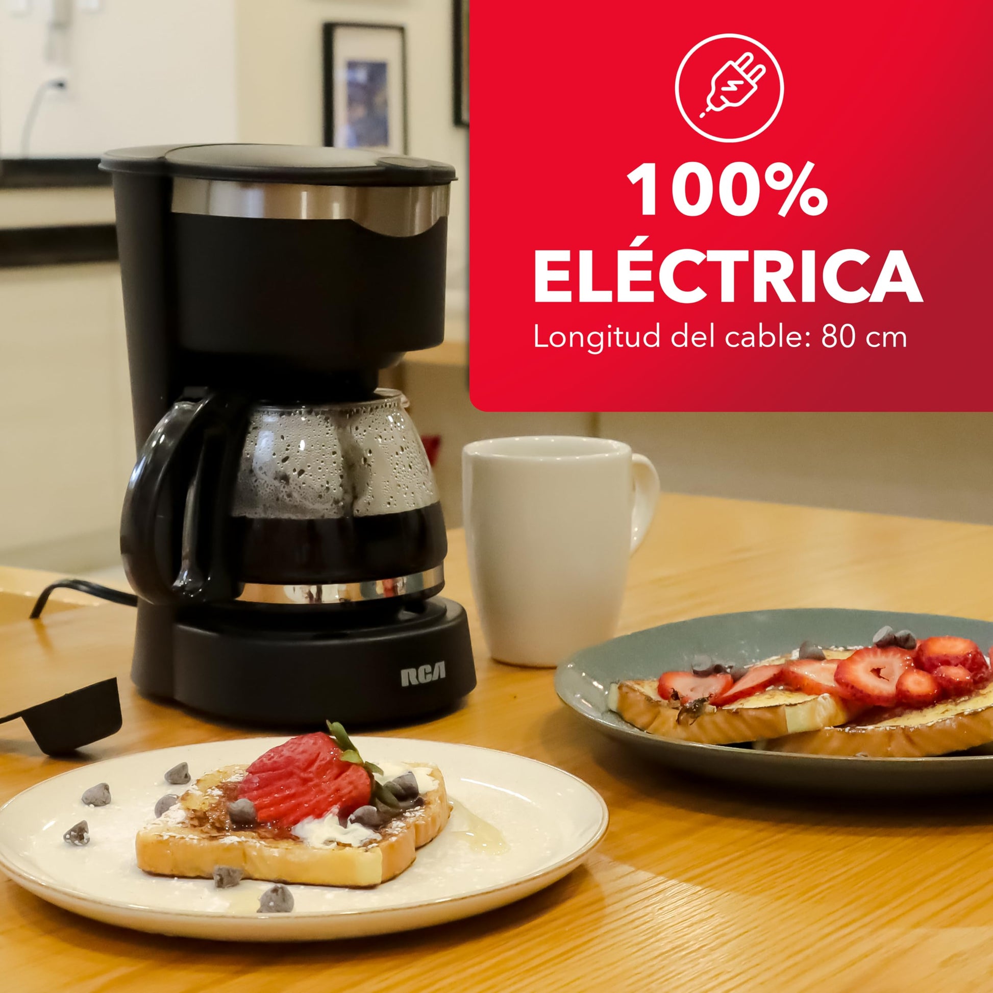 Cafetera Eléctrica RCA Cristal Filtro Extraíble 650W