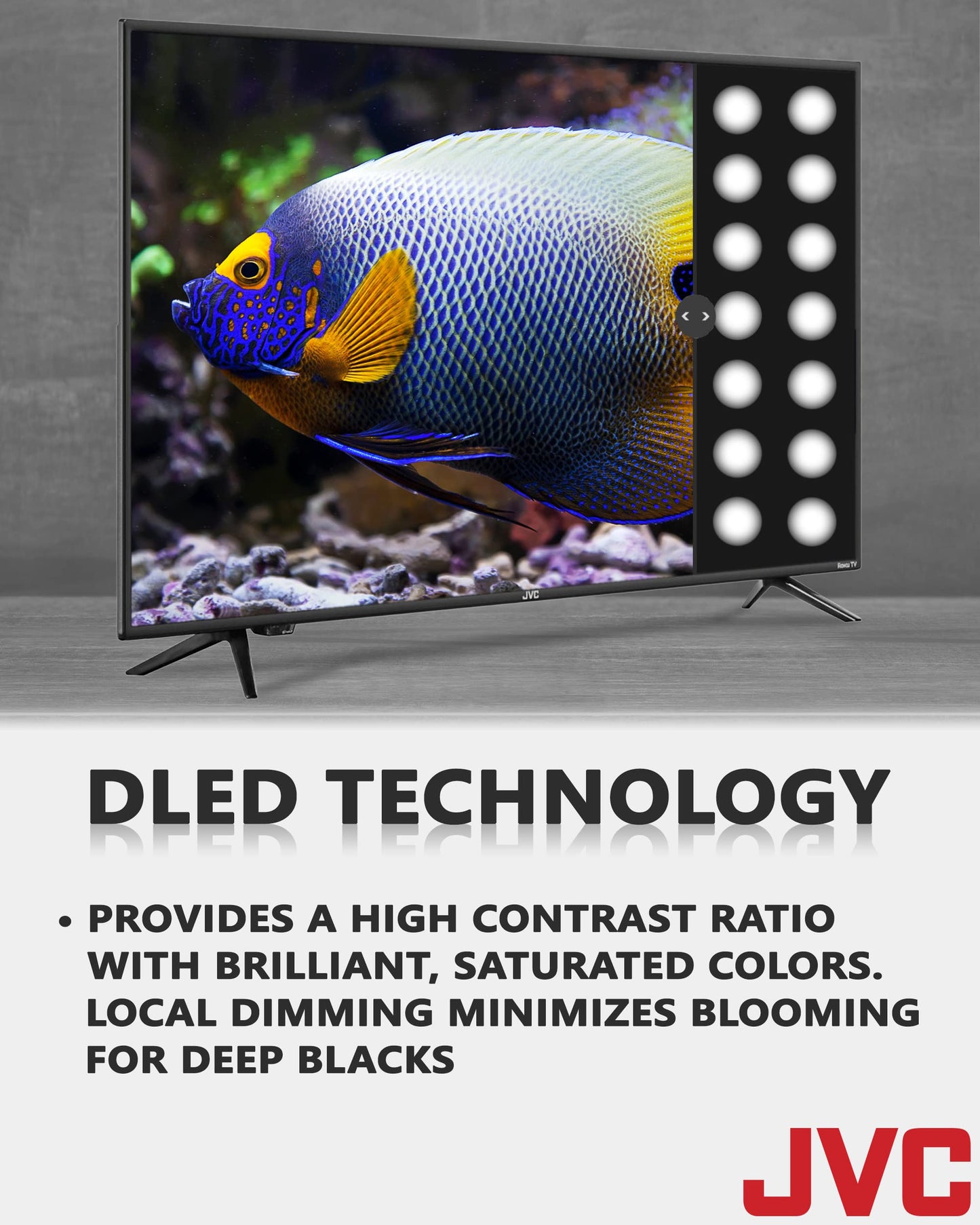 TV Inteligente LED HD 32 Pulgadas JVC 720p con Control de Voz y Más de 300 Canales de Transmisión Gratuitos