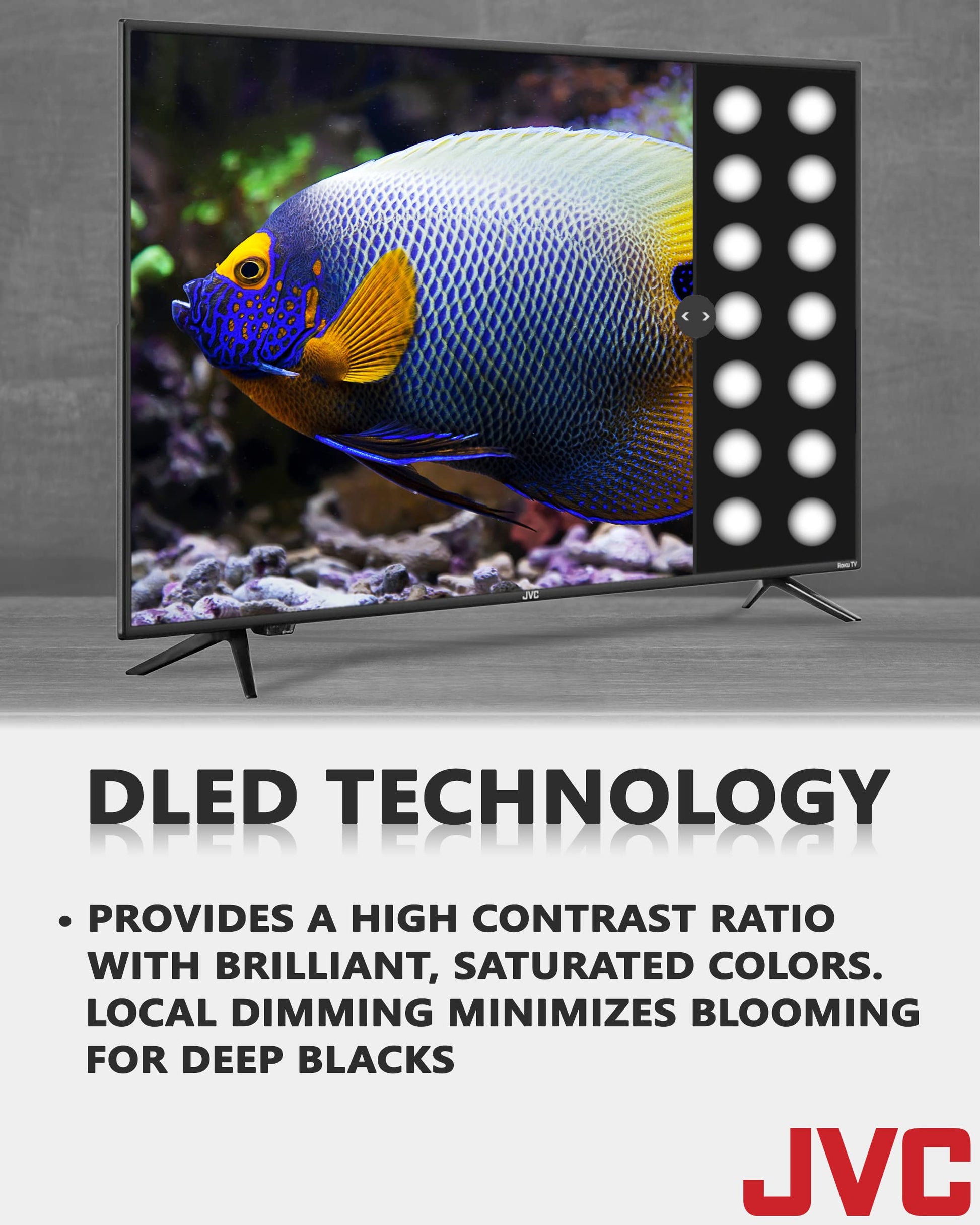 TV Inteligente LED HD 32 Pulgadas JVC 720p con Control de Voz y Más de 300 Canales de Transmisión Gratuitos