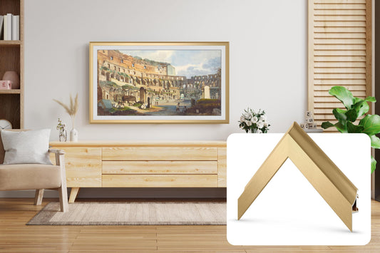Frame My TV Deco - Marcos de aleación para TV, bisel dorado pálido, compatible solo con Samsung The Frame TV y Pro (32 pulgadas, compatible con 2021-2025)