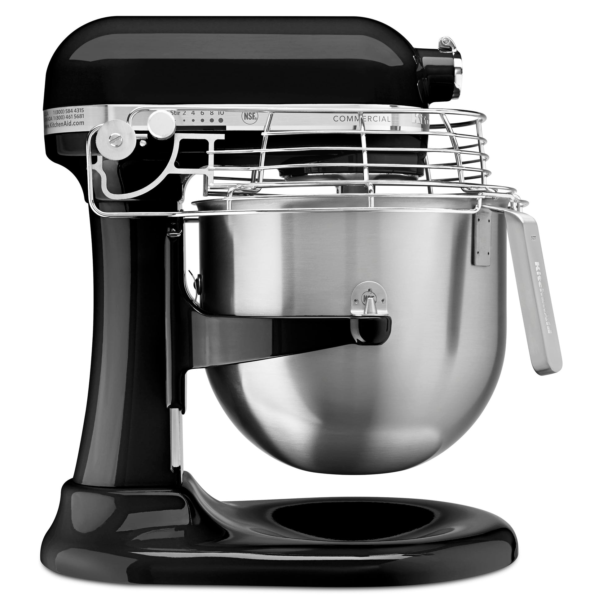 KitchenAid KSMC895OB Mezclador comercial de encimera de 8 cuartos con protector de tazón, 10 velocidades, accionado por engranaje, ónix negro