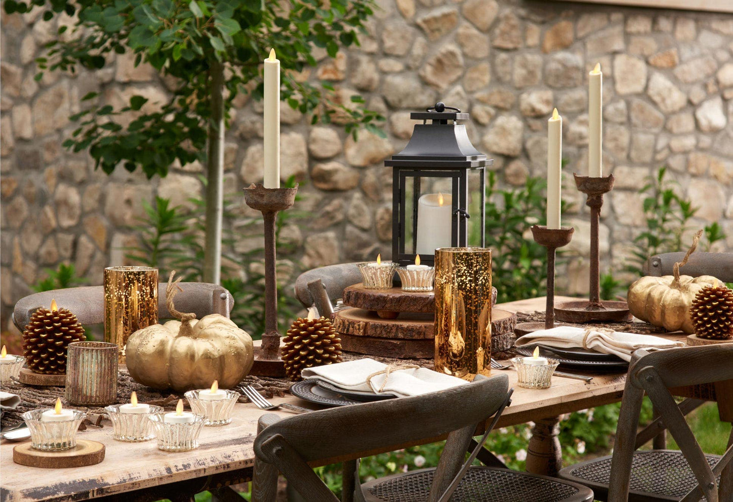 Luminara - Velas sin llama parpadeantes LED cálidas marfil - Decoración para mesa, chimenea - 4 piezas, plástico, color marfil