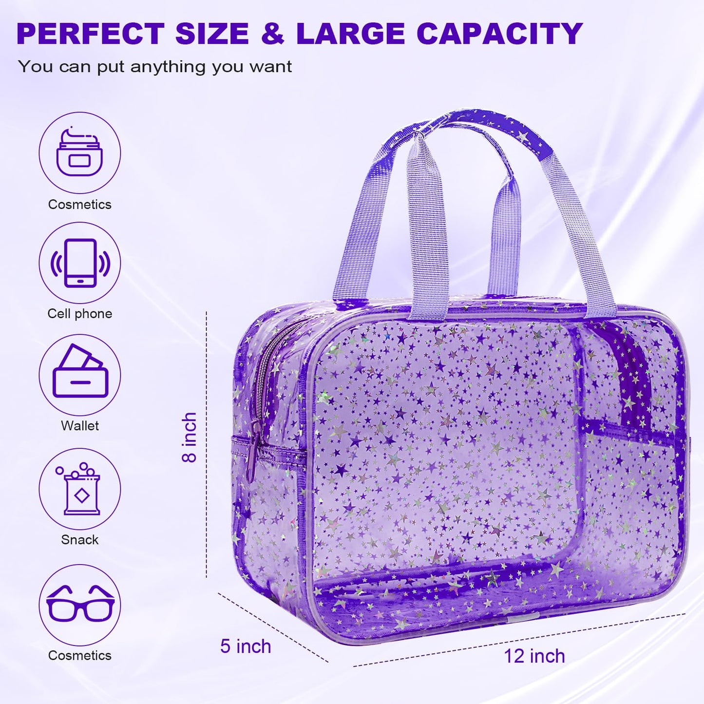 Bolsa de maquillaje transparente con inicial personalizada, bolsa de cosméticos rosa, bolsa de aseo de viaje, bonita bolsa de maquillaje transparente, bolsa organizadora para novia, maestro, regalos