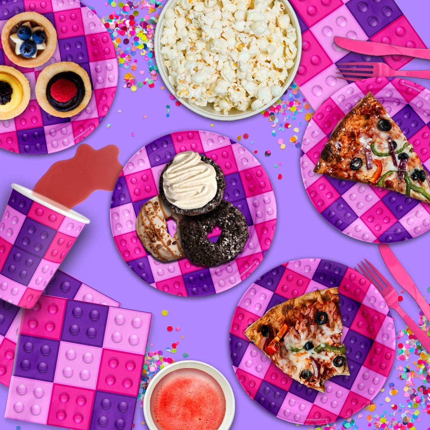 Set de Bloques de Construcción Rosa para Fiesta de Cumpleaños para 16