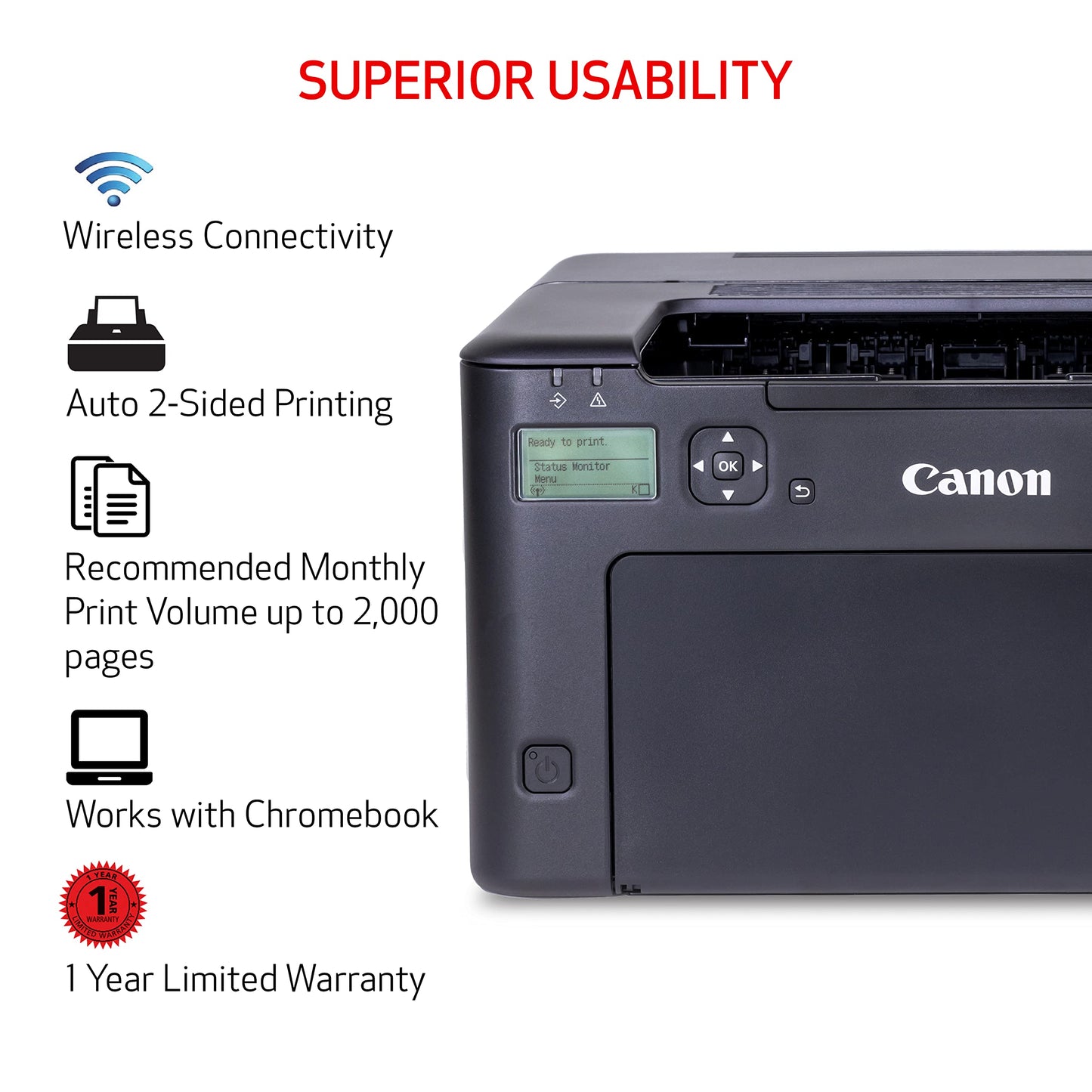 Canon imageCLASS LBP122dw - Impresora láser inalámbrica de 2 Caras, Funciona con Alexa