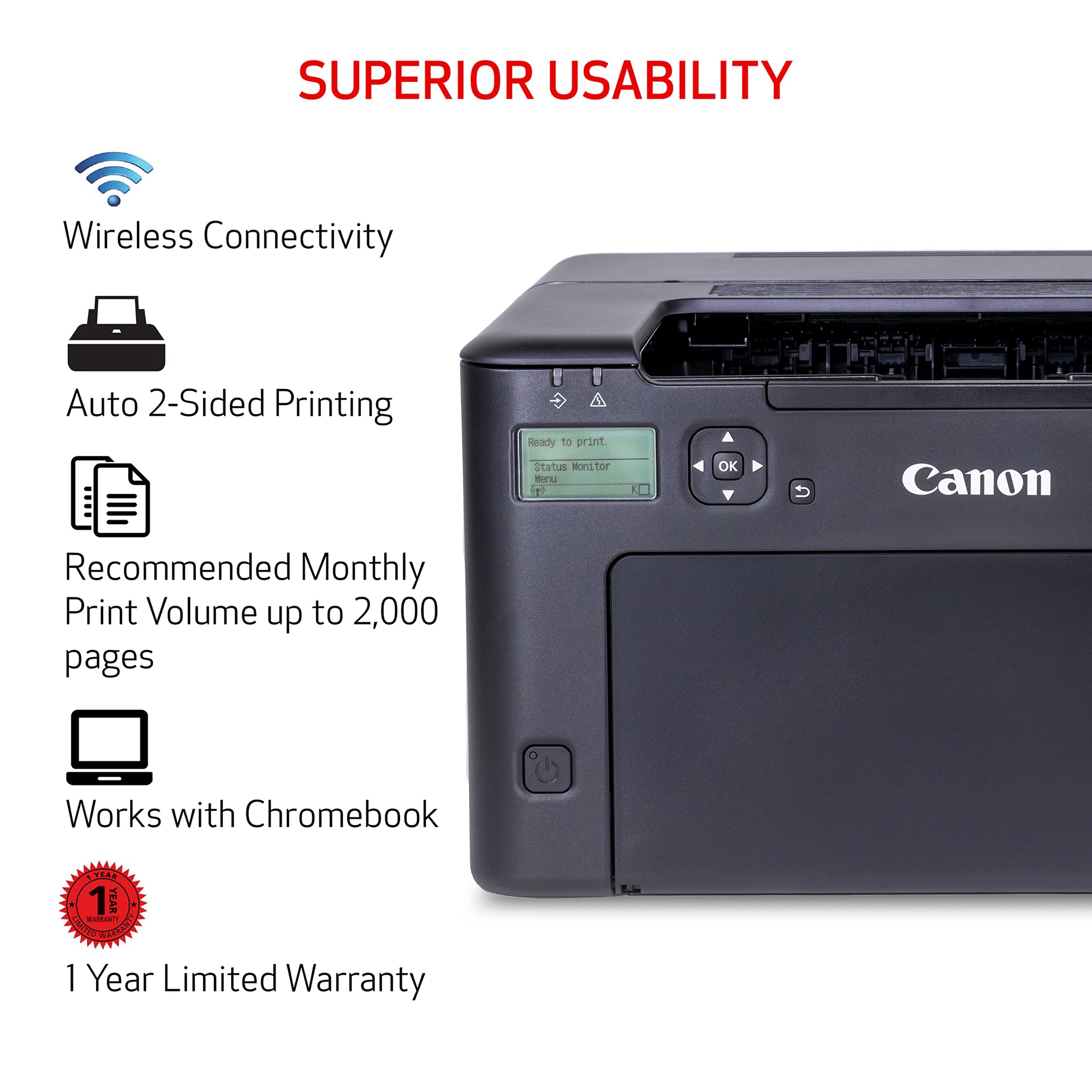 Canon imageCLASS LBP122dw - Impresora láser inalámbrica de 2 Caras, Funciona con Alexa