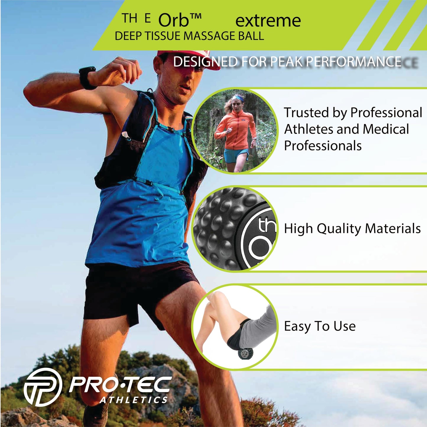 Pelota de Masaje Pro-Tec Athletics Orb Extreme 4.5 Pulgadas Negra