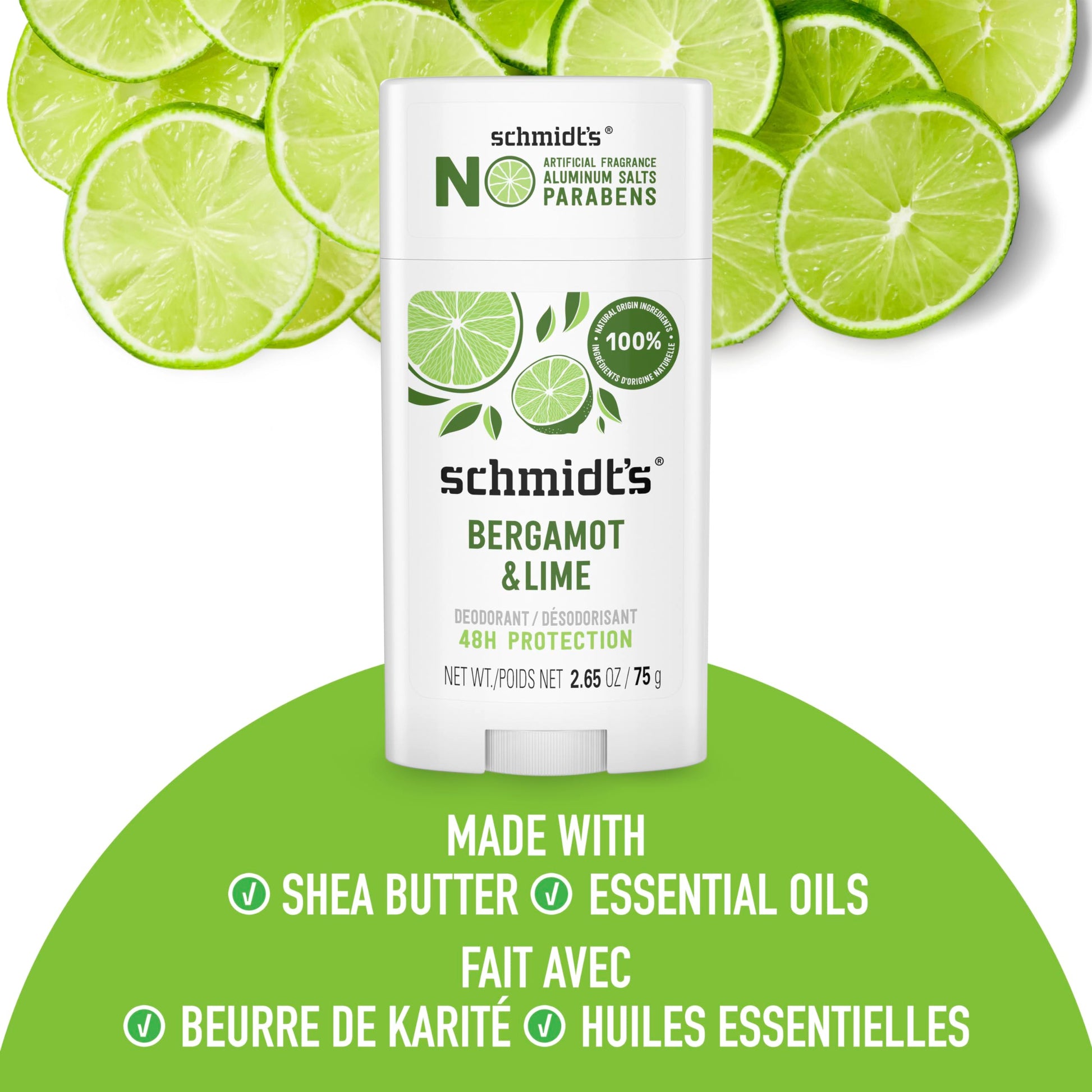 Schmidt's Bergamot + Lime Natural Deodorant - 2.65oz