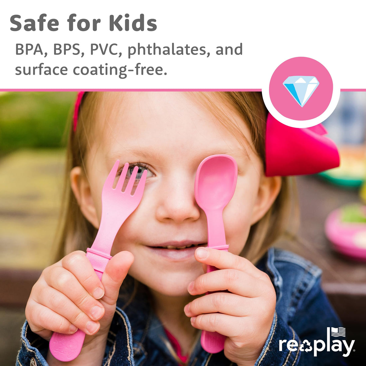 Re-Play - Juego de vajilla para niños pequeños, 3 platos divididos, 3 cuencos de aperitivos y 3 juegos de tenedor y cuchara, vajilla para niños sin BPA, apto para lavaplatos, fabricado en Estados