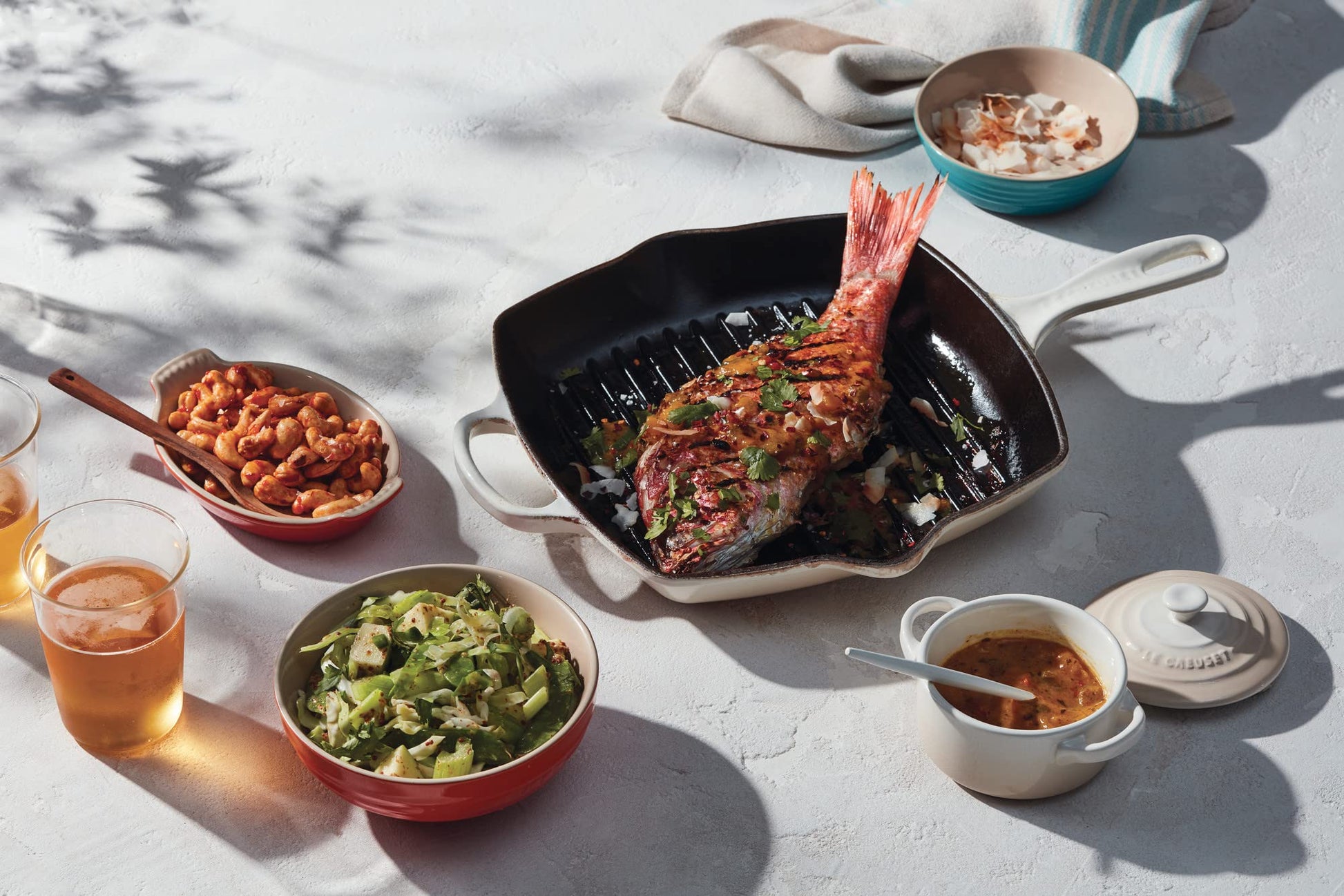 Le Creuset Parrilla cuadrada de hierro fundido esmaltado, 10.25 pulgadas, ostra