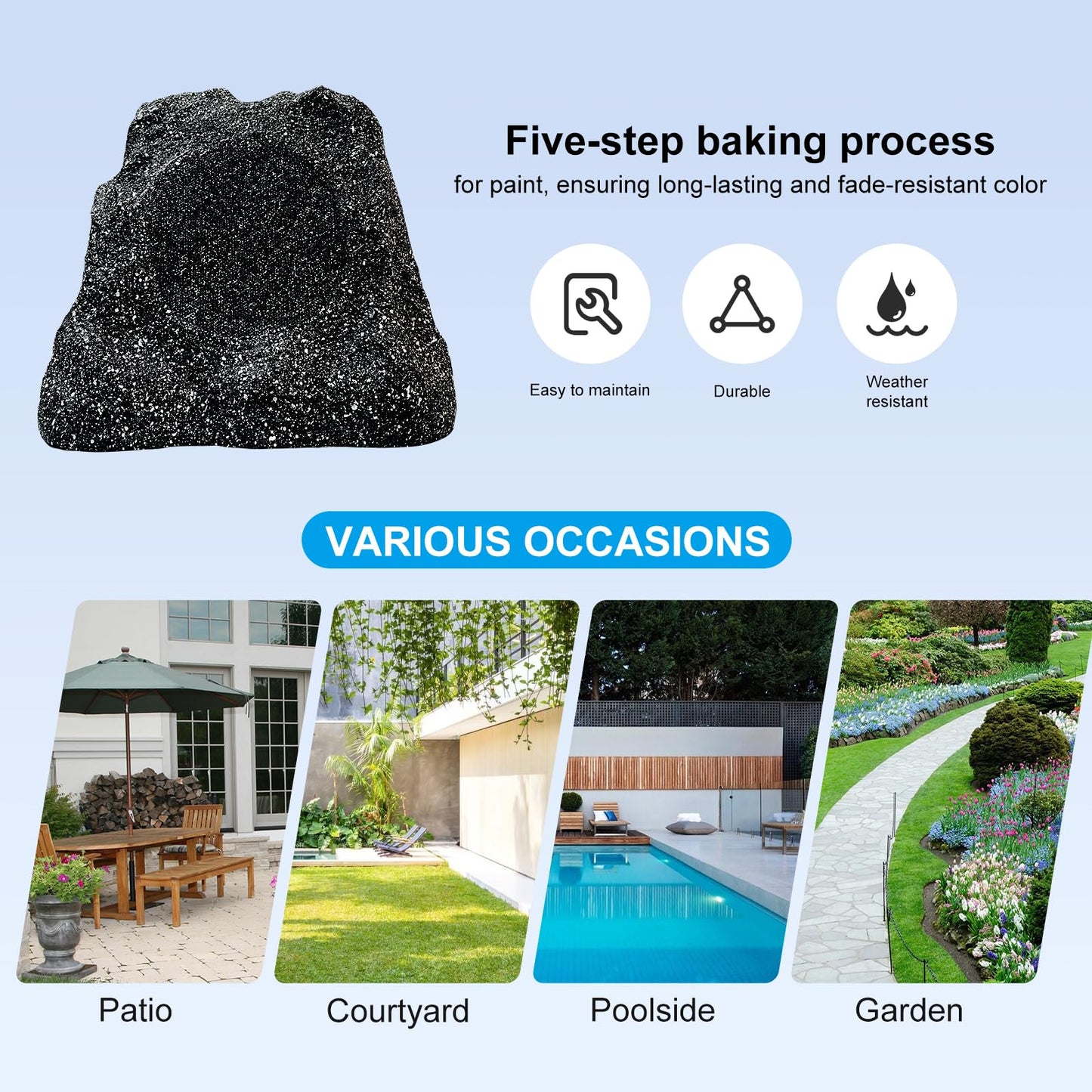 STUDIOFINIX - Altavoces Bluetooth para exteriores de 8 pulgadas, impermeables, potentes 600 W, graves profundos, resistentes para exteriores, jardín, piscina, patio, terraza