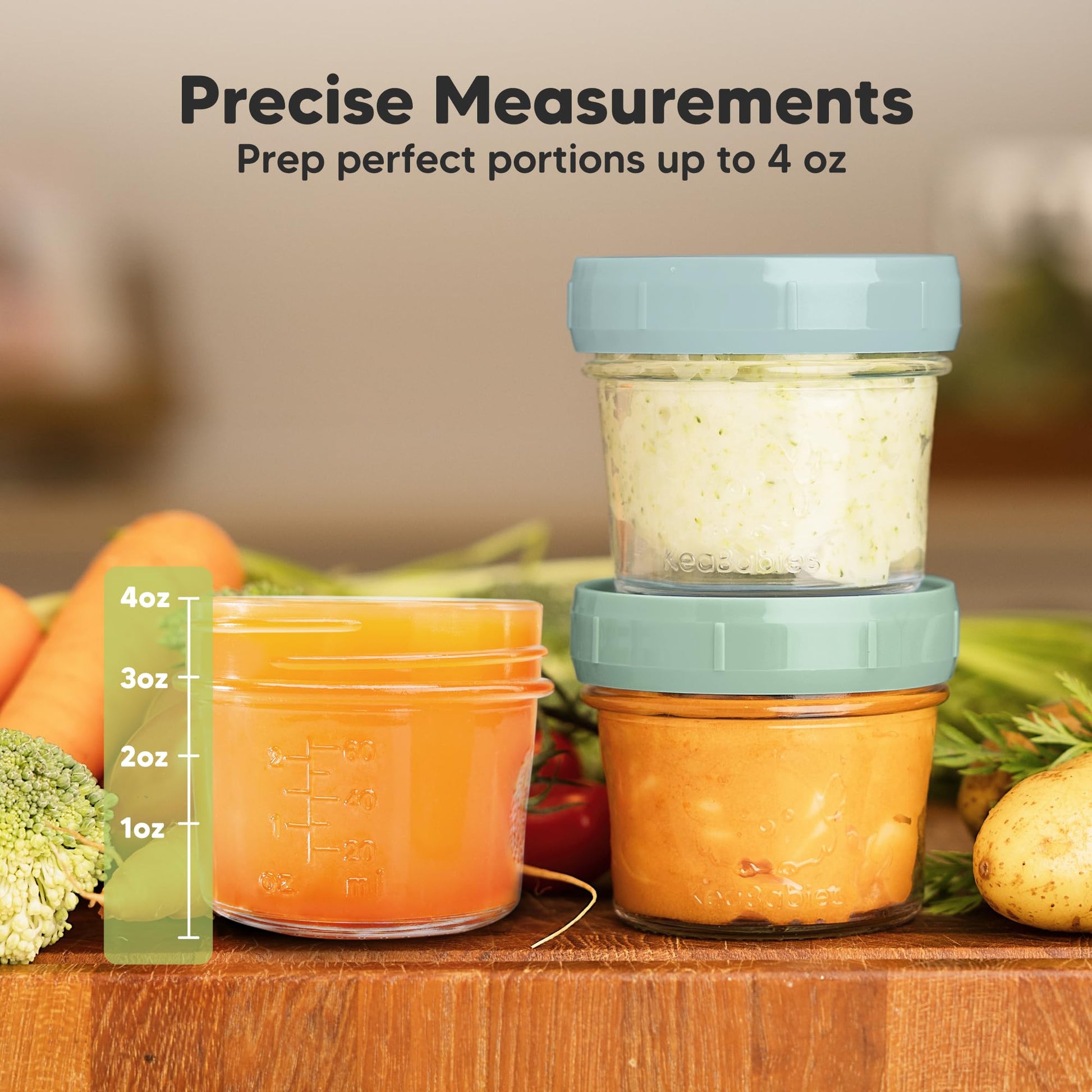 KeaBabies - Paquete de 12 recipientes de vidrio para bebés, a prueba de fugas, recipientes de almacenamiento de alimentos para bebés con microondas, bandeja congeladora de alimentos para bebés, tarros