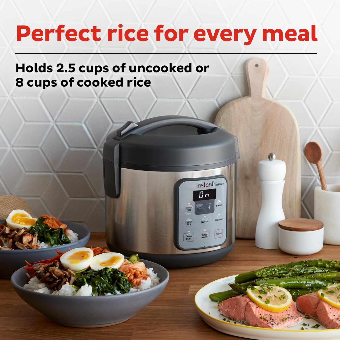 Instant Pot Zest Olla de arroz de 8 tazas con un toque, de los fabricantes de ollas instantáneas, vapor, cocina arroz, frijoles, quinua y avena, 8 tazas cocinadas/4 tazas sin cocinar, funcionalidad de