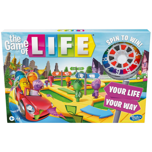 Hasbro Gaming The Game of Life, Juego de Mesa Familiar para 2 a 4 Jugadores, Juego de Interior para niños de 8 años en adelante, Clavijas Vienen en 6 Colores