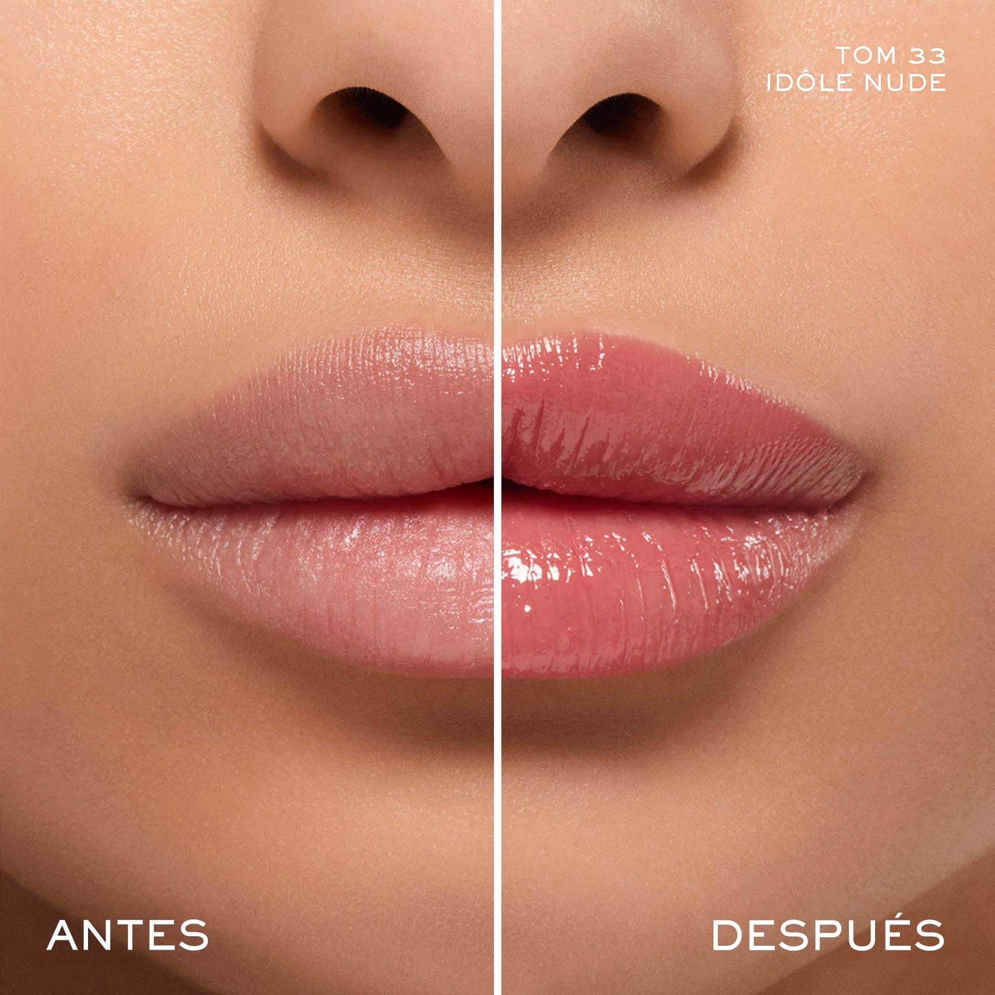 Lancôme Idôle Lip Butterglow, Bálsamo Labial con Color, Cuida, Hidrata e Ilumina con su Textura Ligera, Con 12% Escualano y Ceramidas, 33 Idôle Nude, 3 g