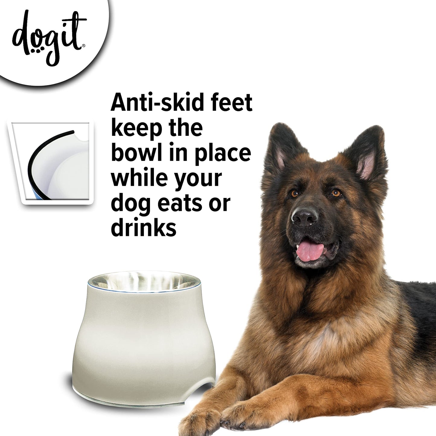 Tazón Elevado Dogit Blanco de Acero Inoxidable para Perros Grandes