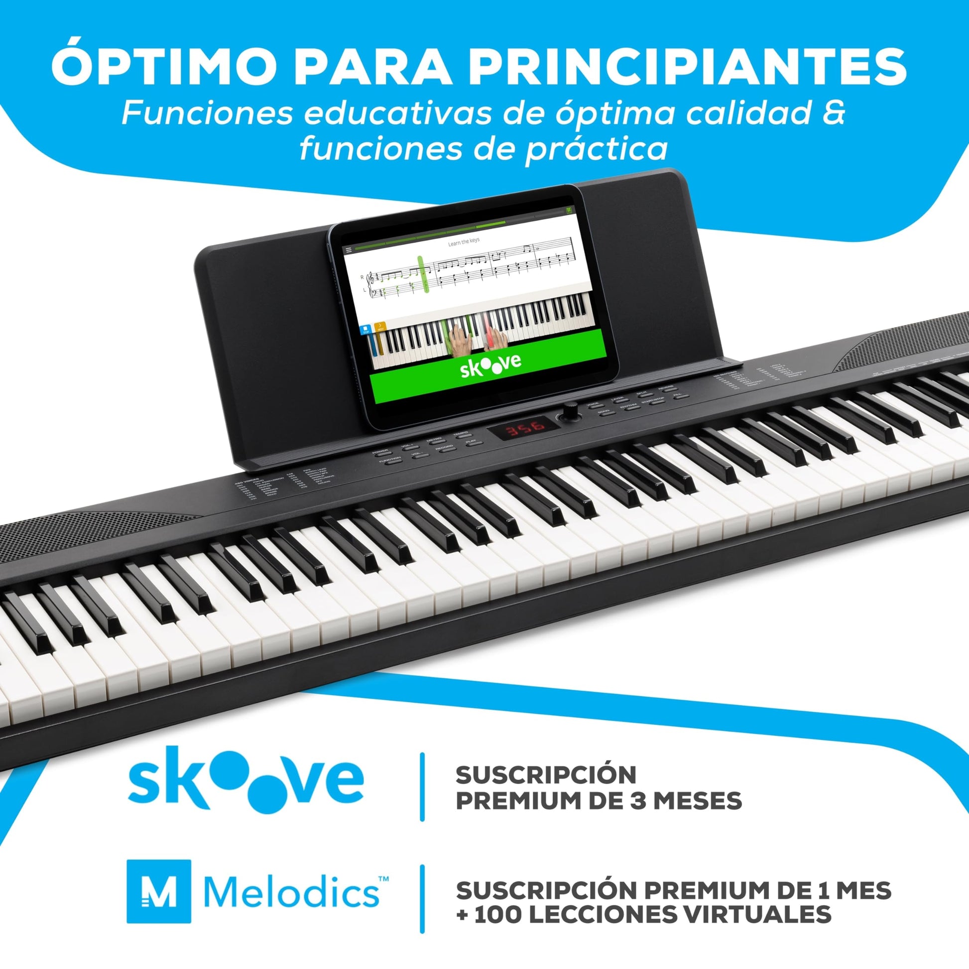 Alesis Teclado Piano con 88 Teclas y 480 Sonidos, Altavoces, MIDI USB, Estuche, Soporte, Auriculares, Pedal y Lecciones de Piano Incluidas