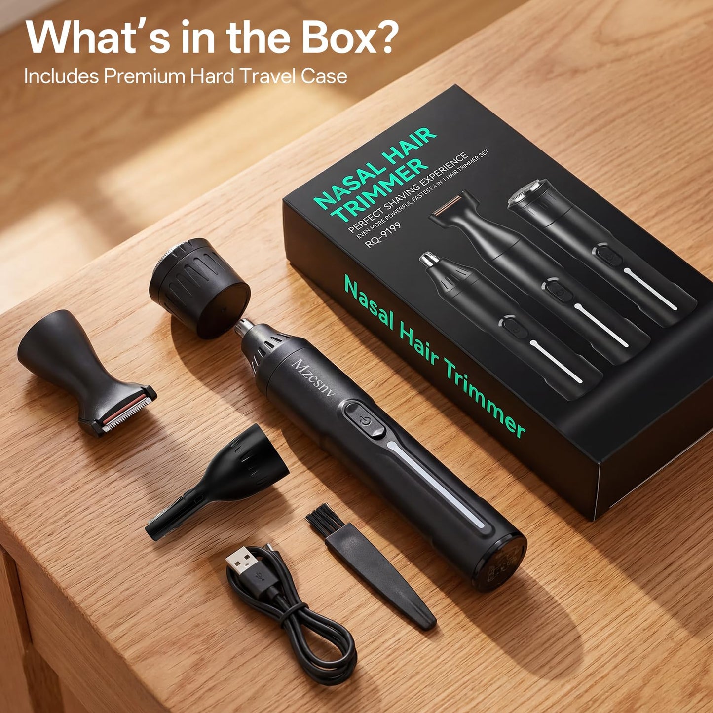Recortadora de pelo de nariz recargable, kit de aseo para barba 4 en 1 para hombres y mujeres, motor silencioso impermeable, carga rápida, 11000 rpm, recortadora de nariz portátil de tamaño de viaje