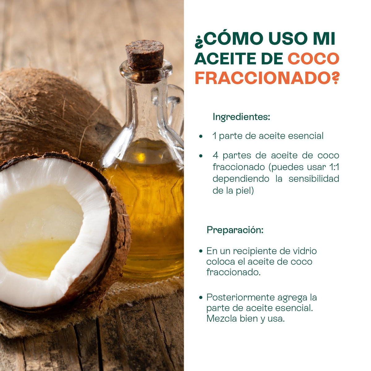 HEBBE Aceite de Coco Fraccionado 500 ml | Absorción Rápida | Hidratante Ligero para Piel y Cabello | Anti Frizz y Brillo