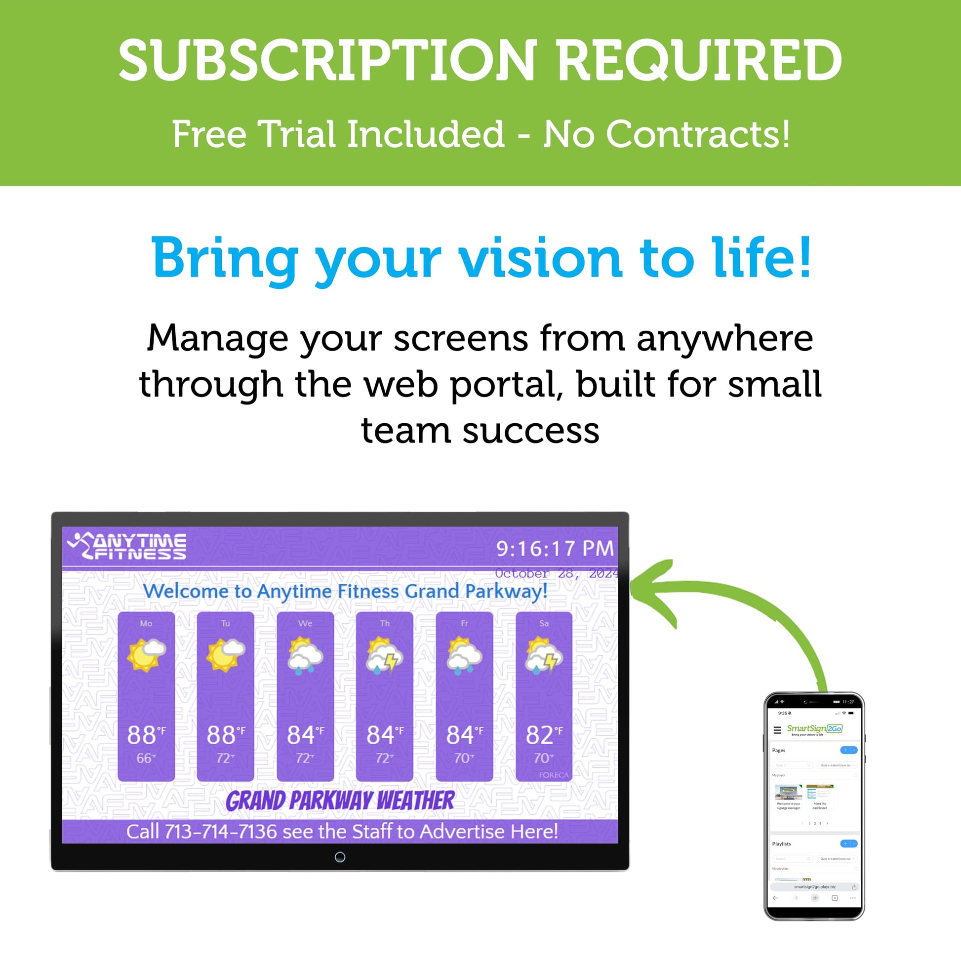 Reproductor de Cartelería Digital SmartSign2go Google Chromebit Diseño Personalizado y Software en la Nube