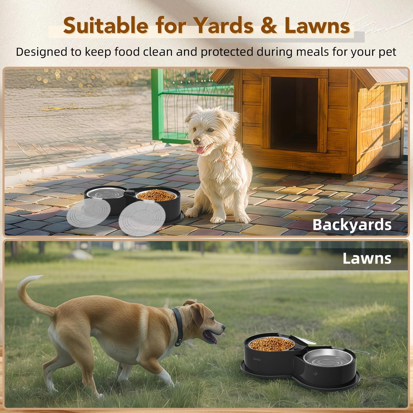 Cuencos de Acero Inoxidable Newget Plateados de Gran Capacidad con Tapas para Mascotas