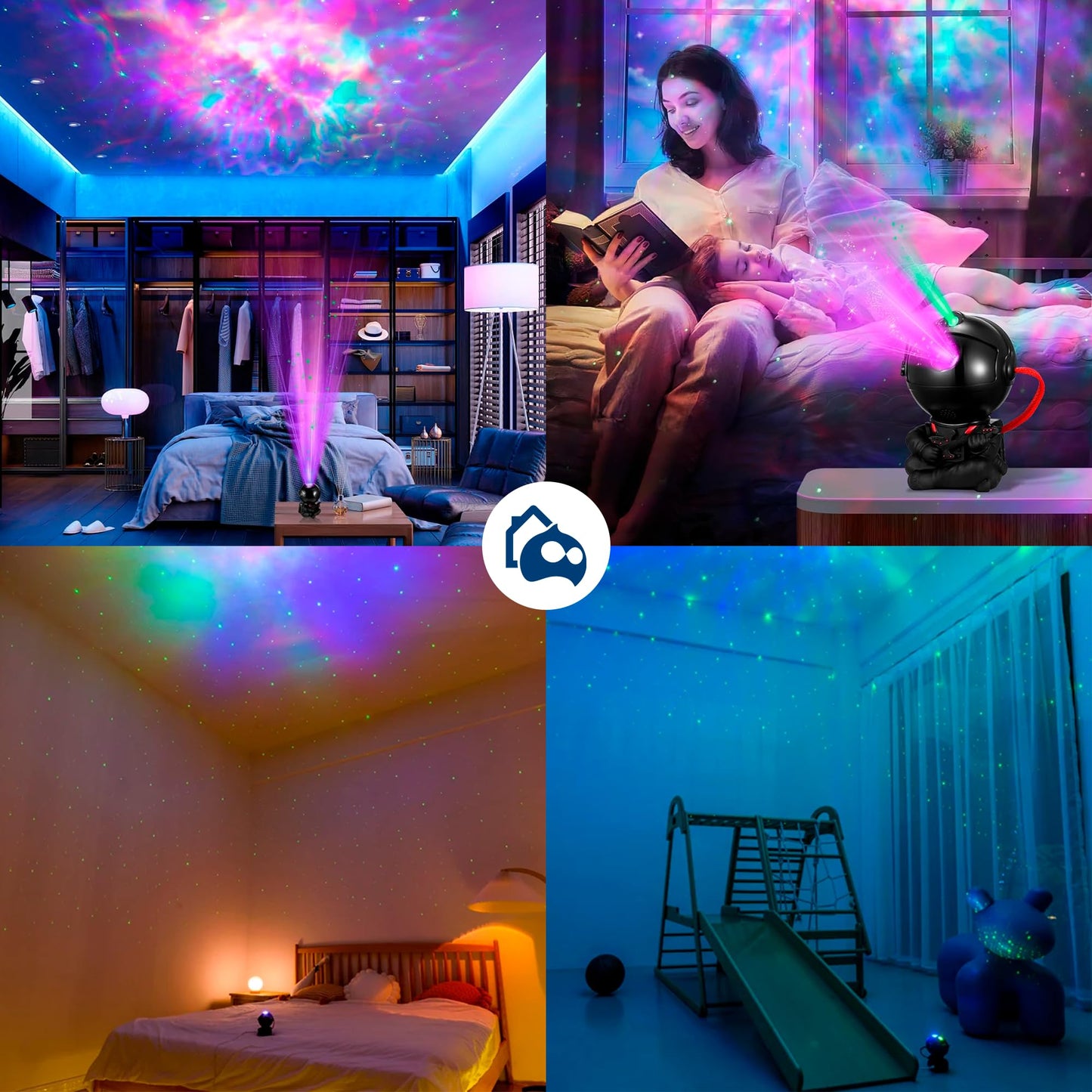 Bluelander Proyector Astronauta, Astronauta Proyector de Estrellas, Control Remoto, Luces Estrellas, Adecuado para Niños, Regalo Ideal, Ángulo Ajustable 360° (Negro)