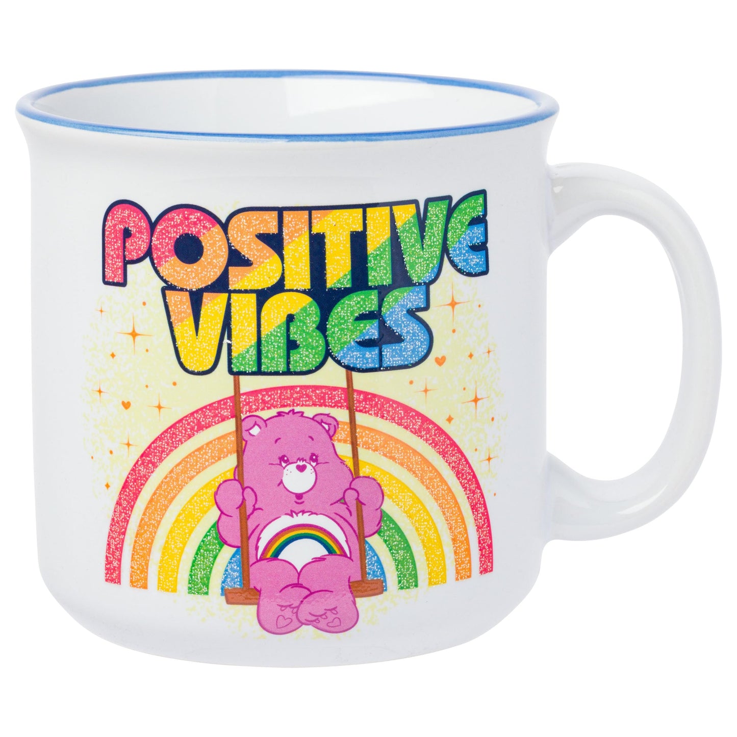 Taza de Cerámica Silver Buffalo con Purpurina Oso de Alegría 20 Onzas Positive Vibes