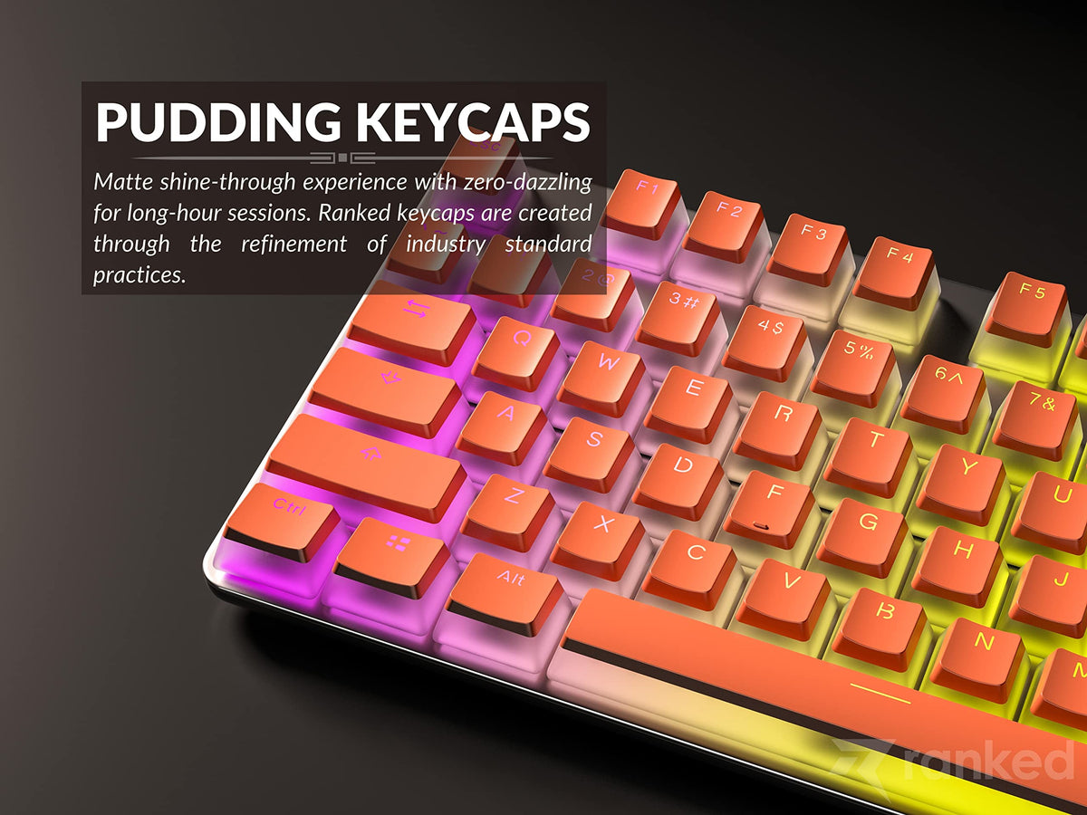 Teclas PBT Ranked Coral Diseño Translúcido ANSI e ISO Perfil OEM para Teclado Mecánico RGB