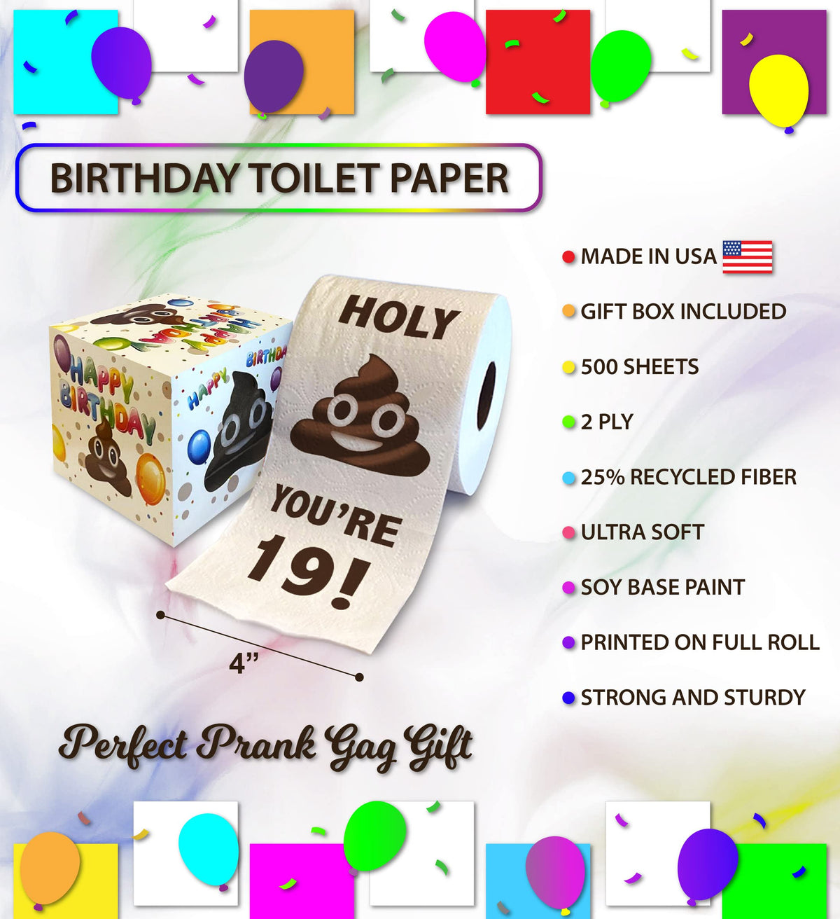 Papel Higiénico TP Holy Poop Estampado Sorpresa Decorativo para Cumpleaños 19