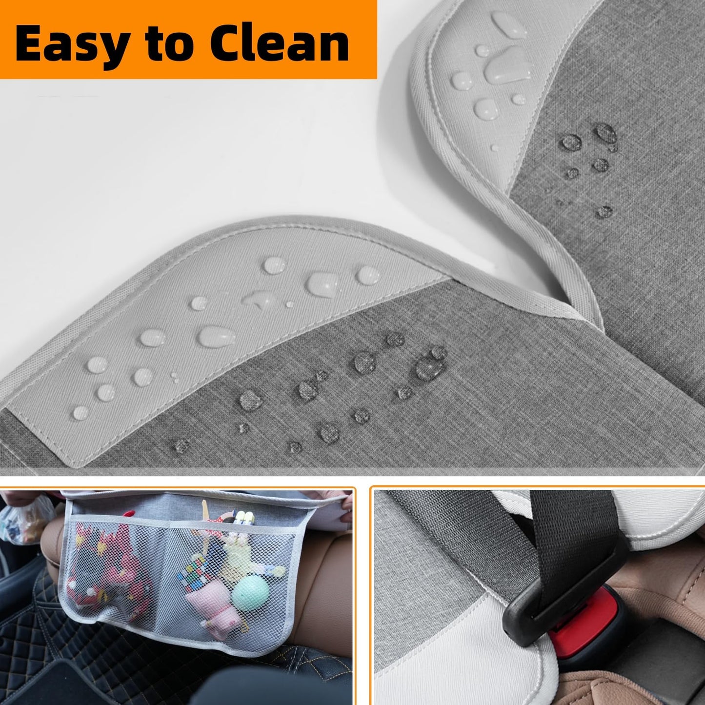 Meolsaek - Protector de asiento de coche, respaldo antideslizante que no deja huellas, funda impermeable más gruesa para asiento de coche para SUV, sedán, camión, protector de asiento de piel (gris, 1