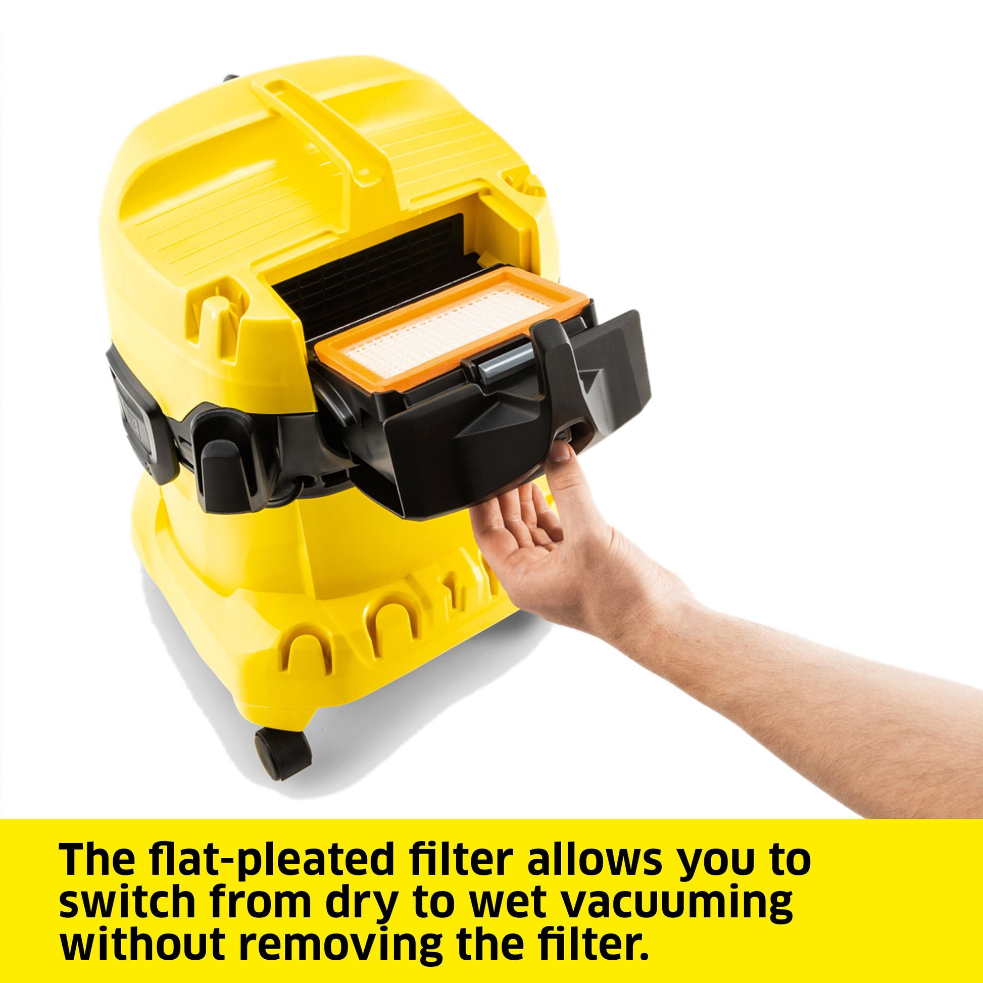 Kärcher WD 4 - Aspiradora Multiusos para Secado en húmedo - 5.3 galones - con Accesorios, diseño de Ahorro de Espacio, 1100 W - Edición 2022, Amarillo
