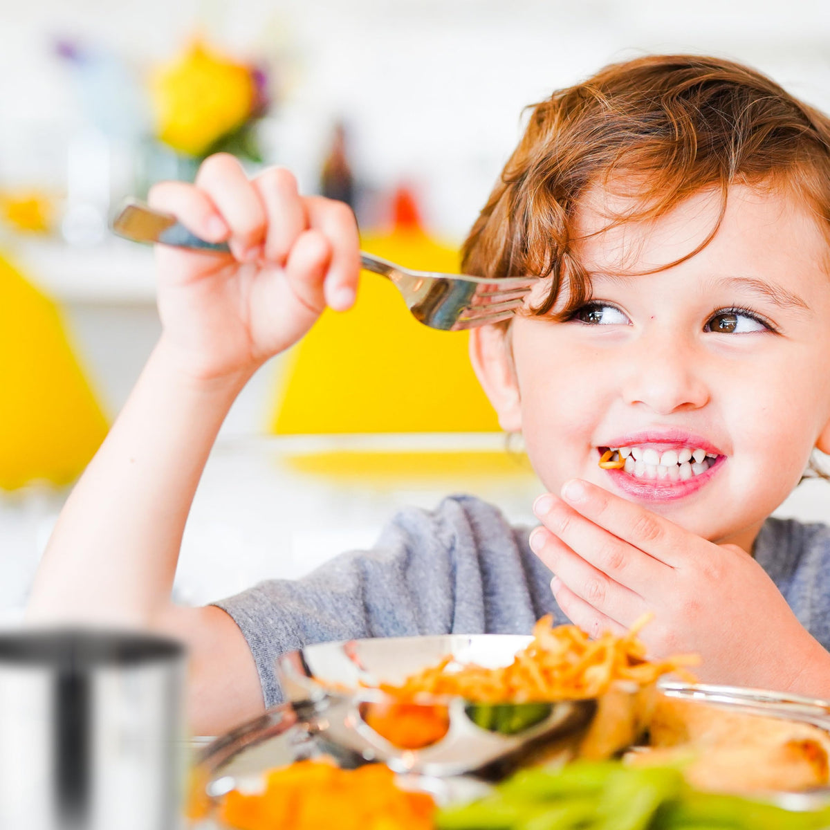 Ahimsa - Utensilios de acero inoxidable para niños, juego de tenedor y cuchara para niños, juego de cubiertos para niños pequeños, 100% última intervensión de BPA y apto para lavaplatos (clásico)