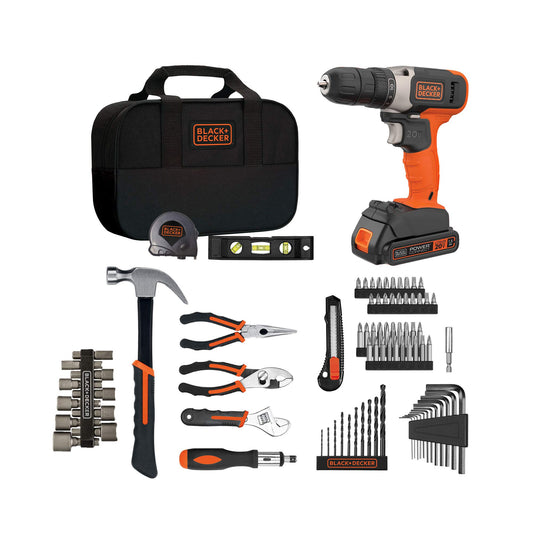 beyond by BLACK+DECKER - BDPK70284C1AEV Juego de herramientas para el hogar con taladro/desarmador de 20 V máx., 83 piezas