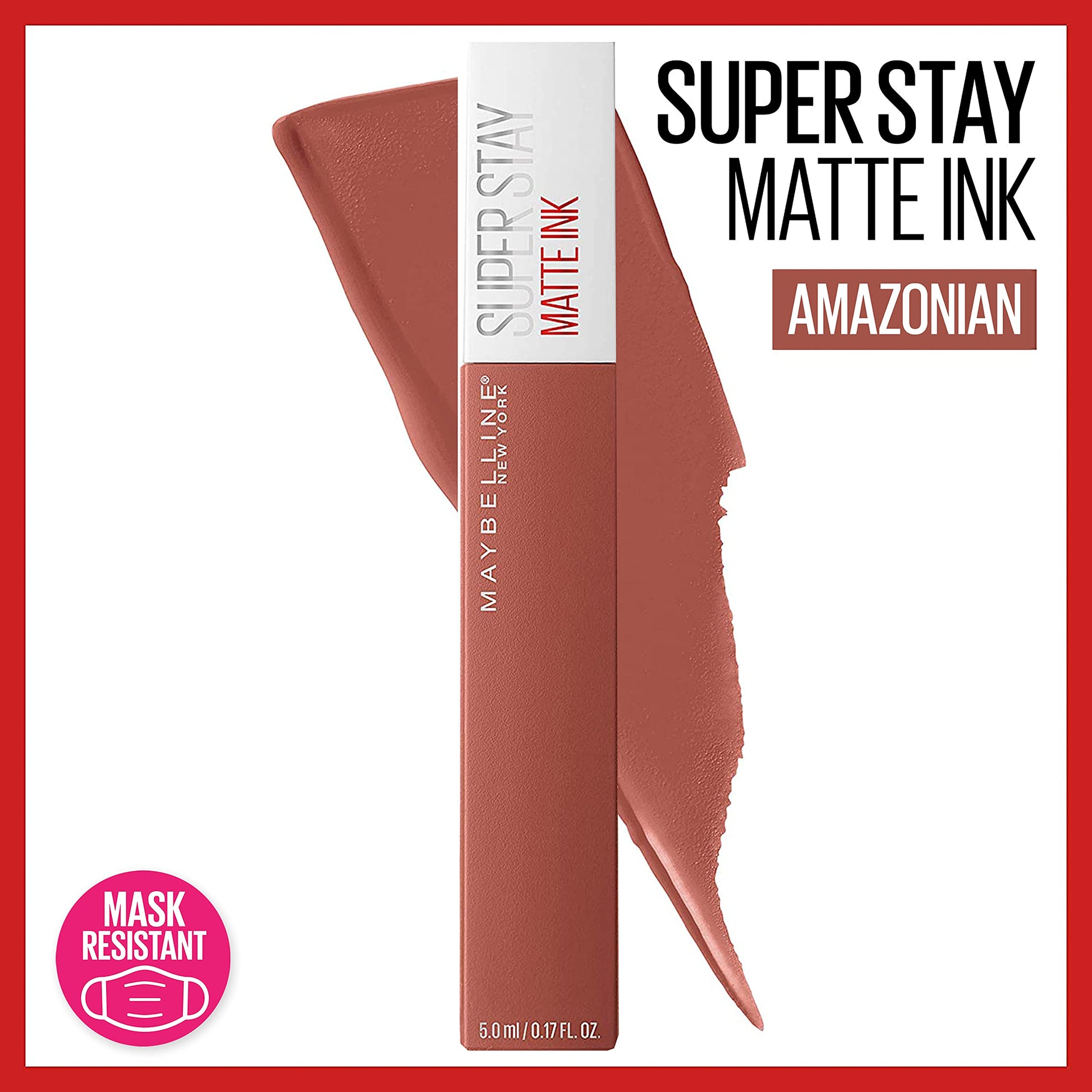 Labial líquido brillante Maybelline Super Stay Vinyl Ink Red Hot + Labial líquido indeleble Matte Ink, tono70 amazonian