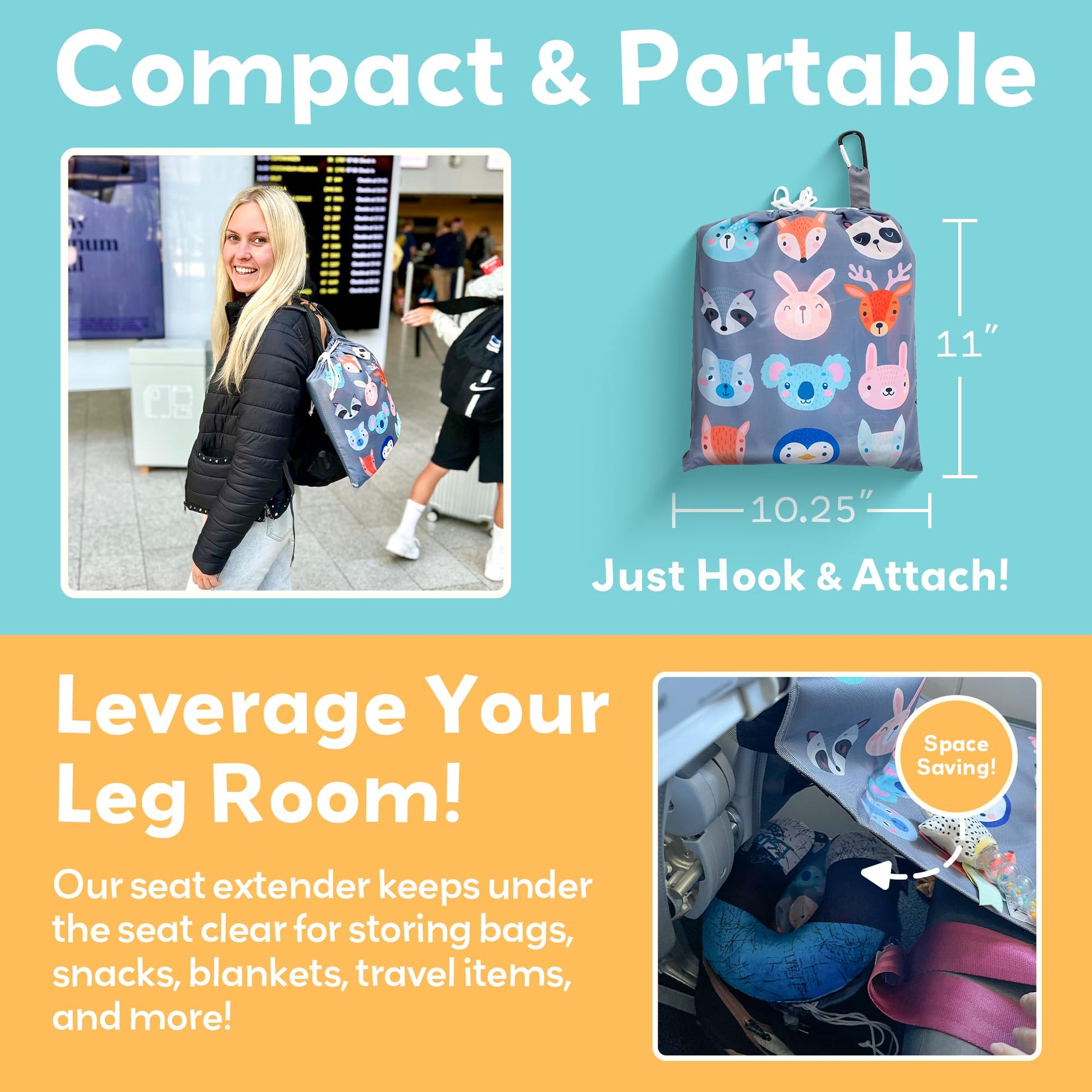 Little Traveler - Cama de Avión para Niños y Extensor de Asiento – Cama Portátil para Viaje, Ajustable y Fácil de Instalar – Esenciales para Viajar con Niños de 1 a 4 Años