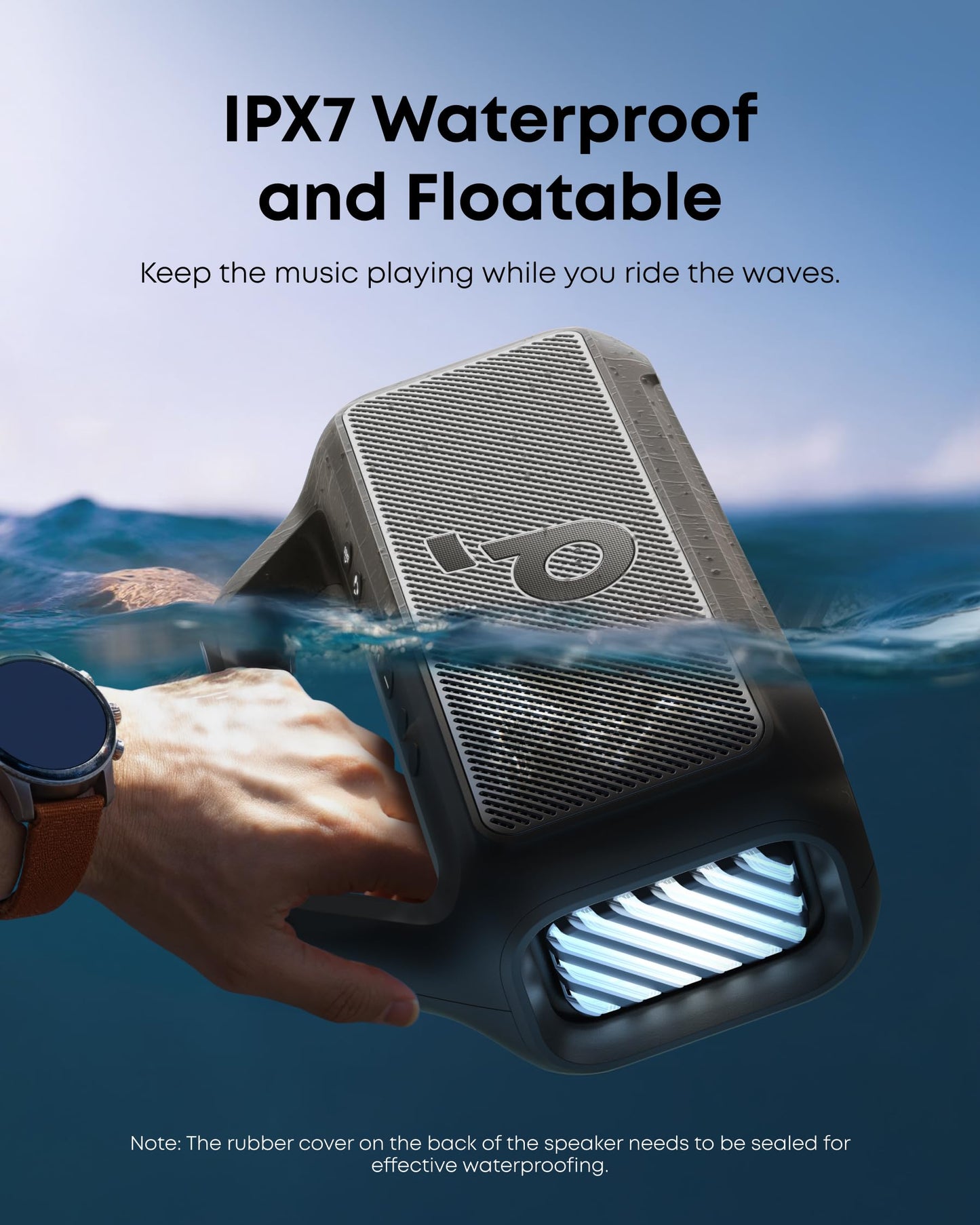 Soundcore Boom 2 - Altavoz para exteriores, 80 W, subwoofer, BassUp 2.0, tiempo de reproducción de 24 horas, IPX7 impermeable, flotable, luces RGB, USB-C, ecualizador personalizado, Bluetooth 5.3,