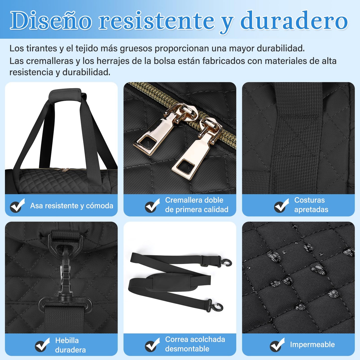 Bolsa de Viaje SDYSM Negro con Puerto USB y Compartimento para Zapatos para Hombre y Mujer
