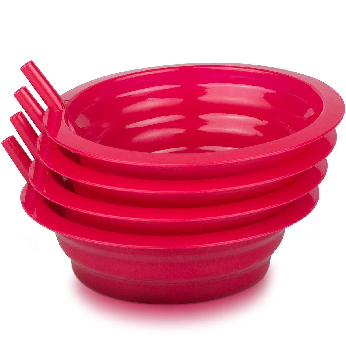 VERSAINSECT Bowls with Straws for Kids BPA-Free Plastic | Toddler Sip-A-Bowls with Built-In Straw for Cereal and Soup | Set of 4 Colorful Breakfast Bowls