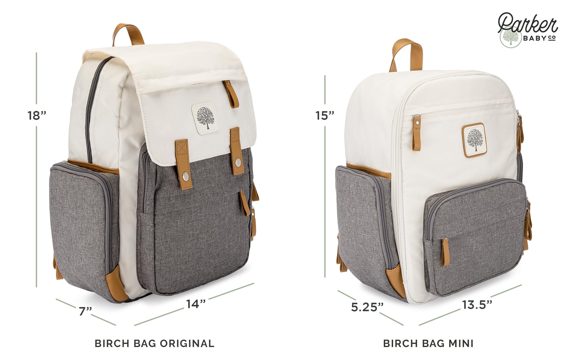 Parker Baby Co. - Mochila Pañalera Unisex Multifuncional con Cierra Completo y Bolsillos Térmicos para Mamá y Papá, Color Gris
