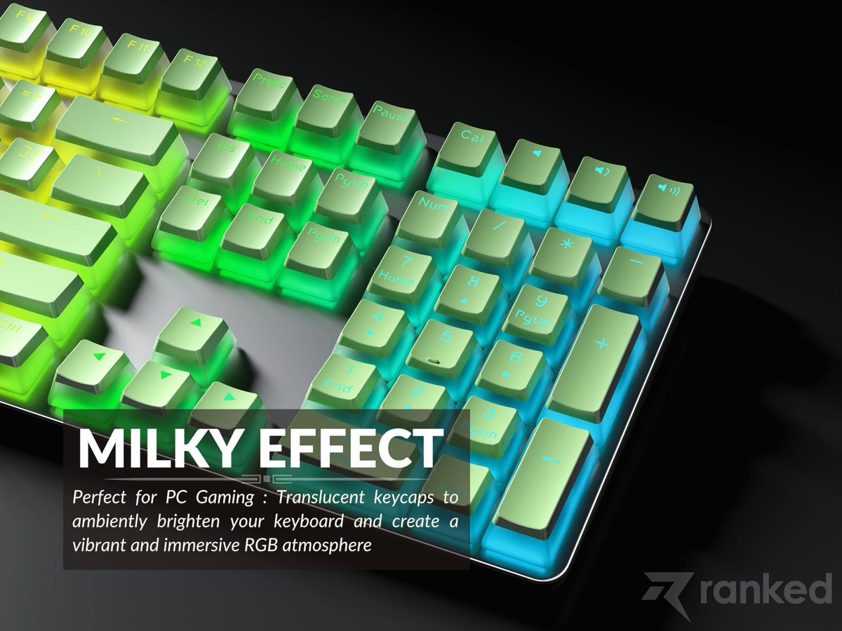 Teclas PBT Ranked Pistacho Diseño Translúcido para Teclado Mecánico RGB