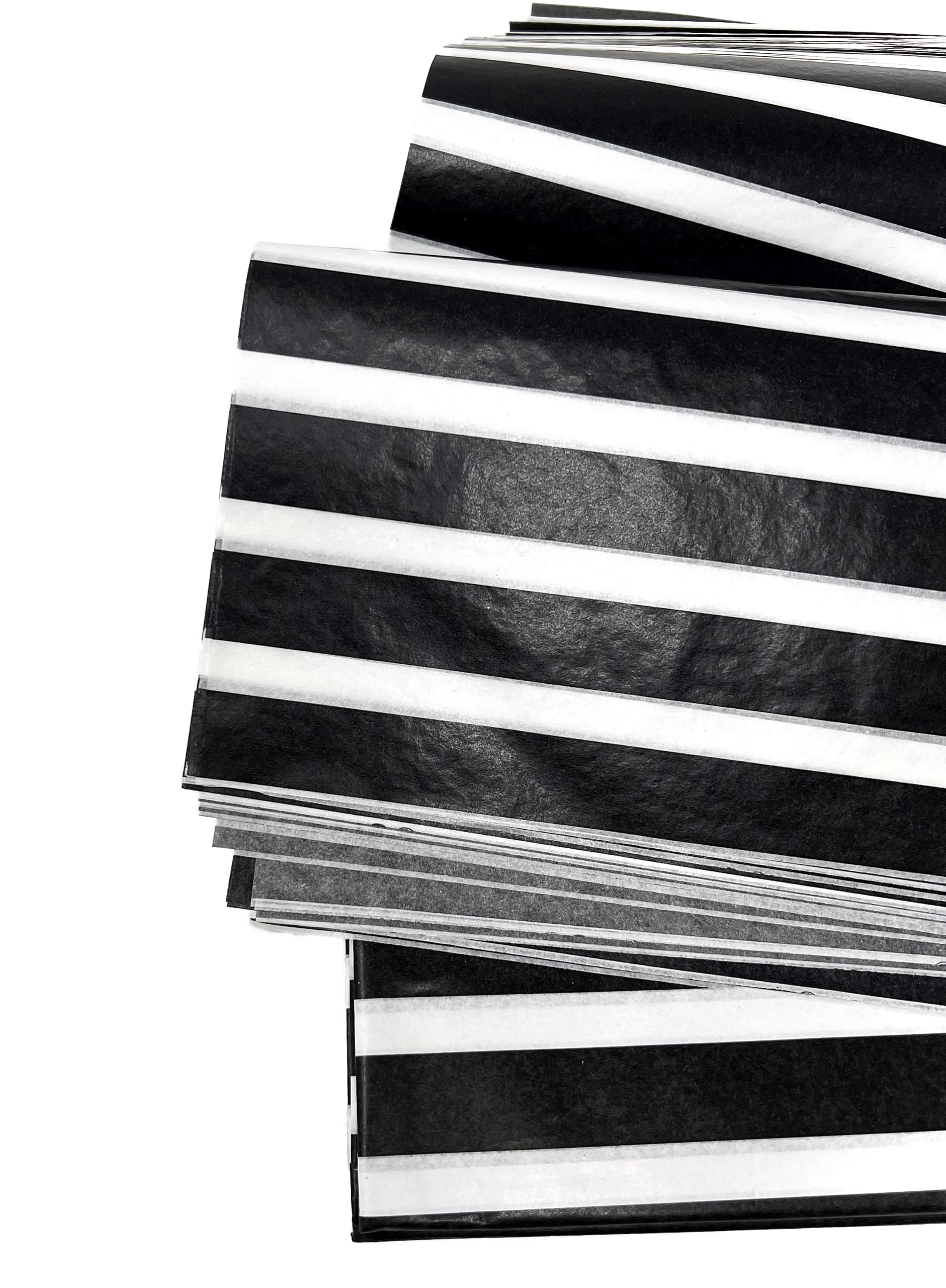 Papel Seda Premium Blanco y Negro a Rayas Paquete 24 Hojas
