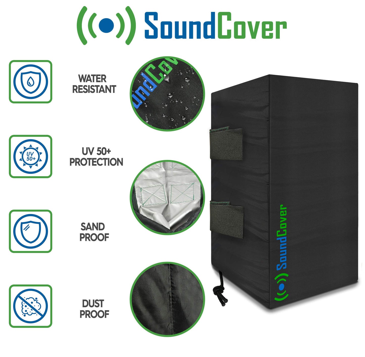 The Original Light - Fundas de altavoces para exteriores para altavoces montados en soporte C, poliéster 210T de alta calidad con revestimiento protector UV plateado, resistente al agua, protección
