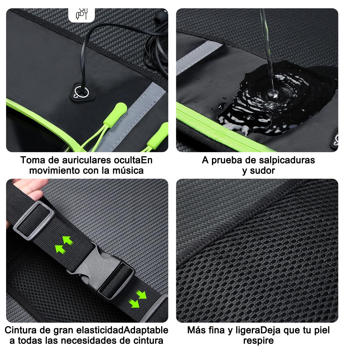 CHENGBAO Cangurera Hombre，Portátil Para Correr Cangurera Mujer，Impermeable Riñonera Hombre，Con Botella de Agua Cangurera Para Correr(Actualizar gris negro)