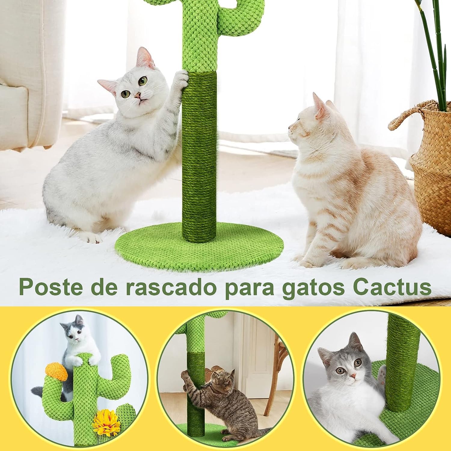Poste Rascador para Gatos Cactus Grande para Interior
