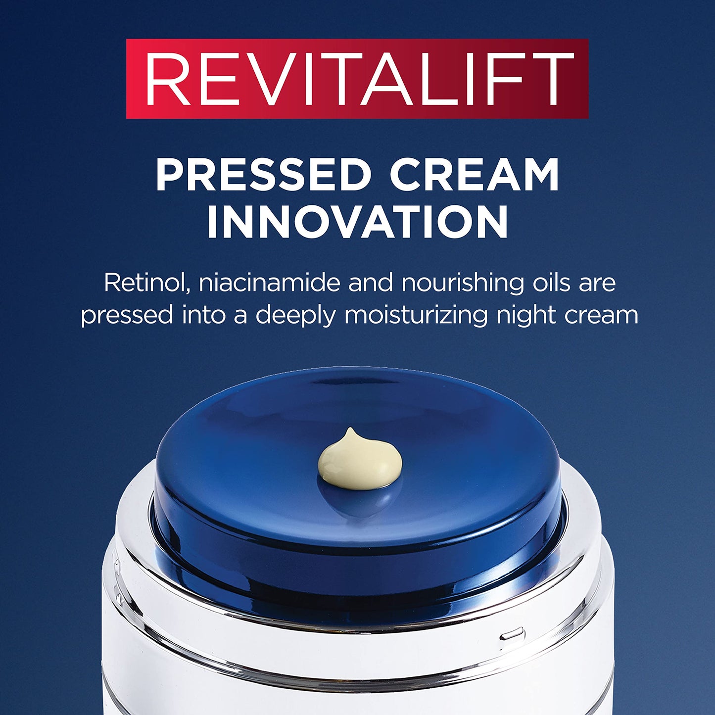 L'Oreal Paris Revitalift Pressed Night Cream with Retinol, Niacinamide, Visibly Reduce Wrinkles, Hydrate for Face, Under Eye, Neck, Chest, Dermatologist tested + Hyaluronic Acid Serum Sample, 1 kit, 2